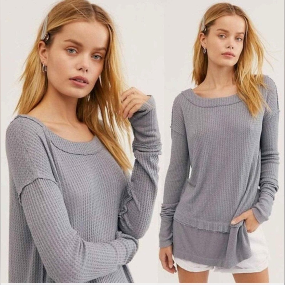 NWT Free People We The Free North Shore thermal tunic top gray medium
